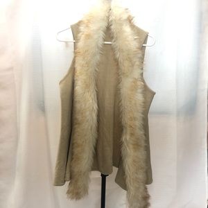 NWOT Beige Faux Fur Vest